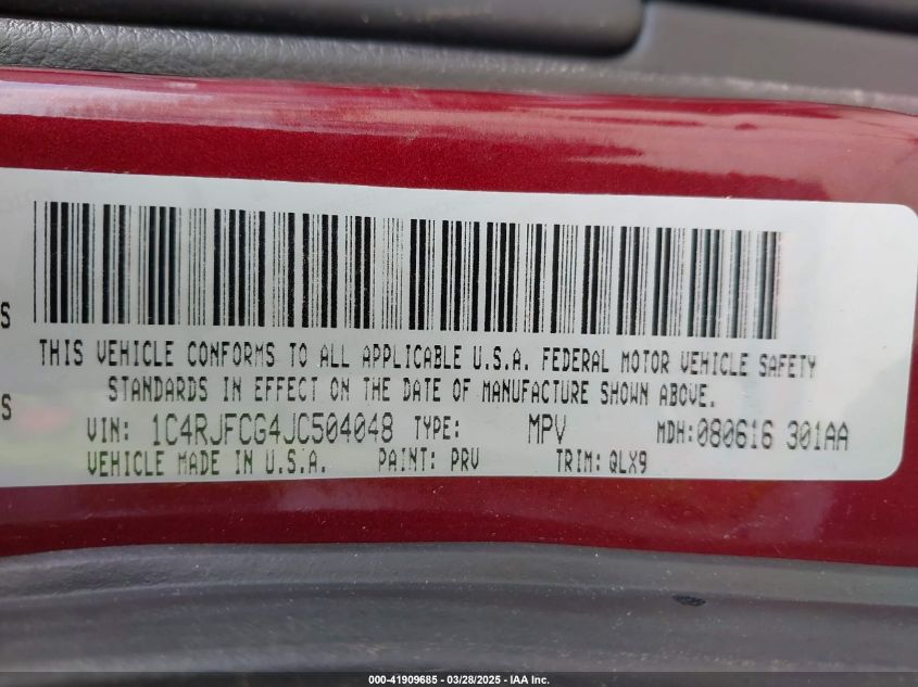 2018 Jeep Grand Cherokee High Altitude 4X4 VIN: 1C4RJFCG4JC504048 Lot: 41909685