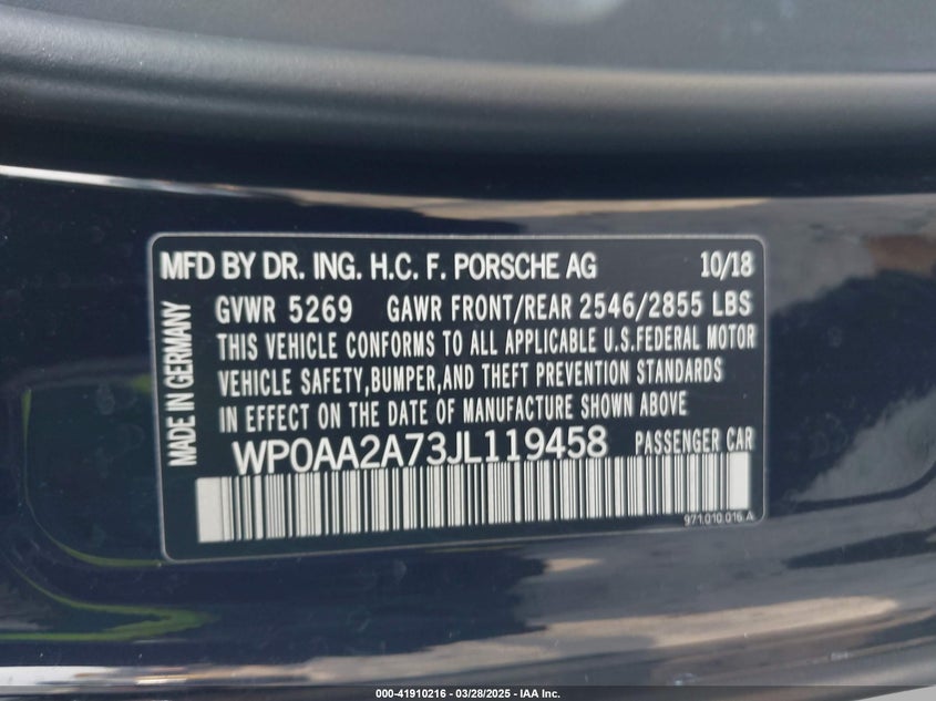 2018 PORSCHE PANAMERA 4 - WP0AA2A73JL119458