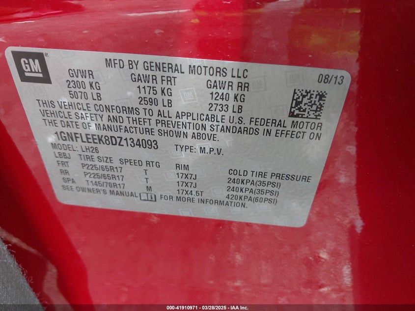 2013 CHEVROLET EQUINOX 1LT - 1GNFLEEK8DZ134093