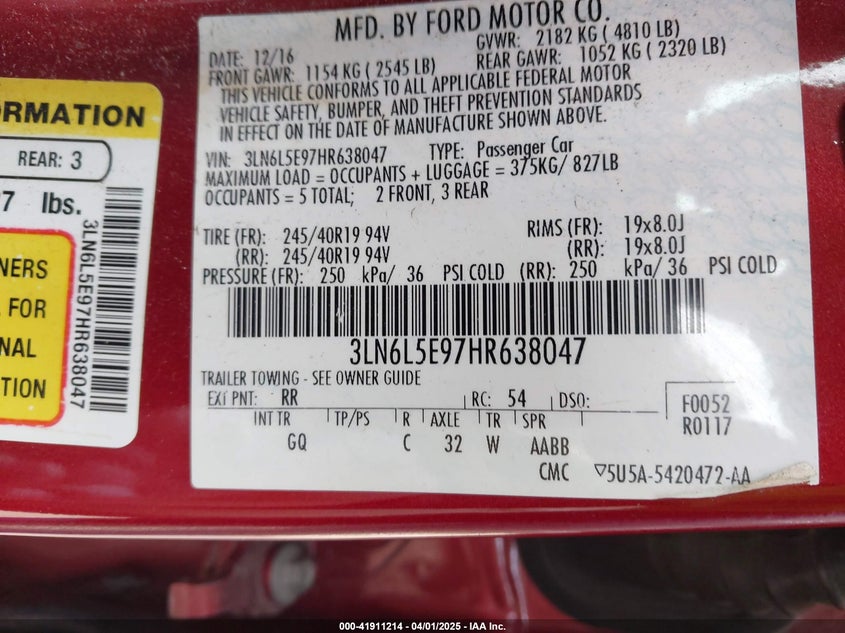 2017 LINCOLN MKZ RESERVE - 3LN6L5E97HR638047