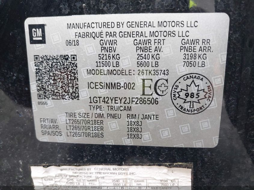 2018 GMC Sierra 3500hd - 1GT42YEY2JF286506