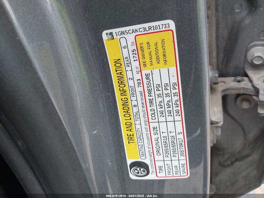 2020 CHEVROLET TAHOE 2WD LS - 1GNSCAKC3LR101733