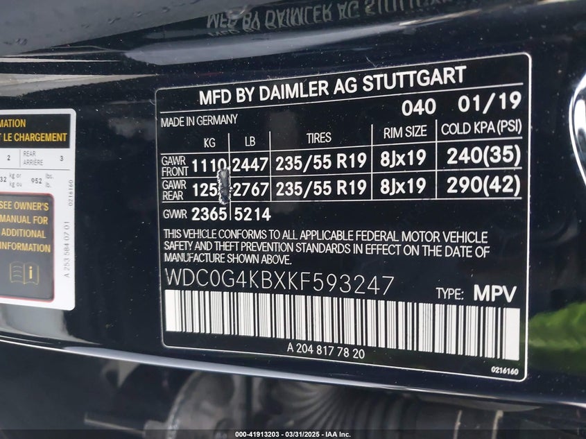 2019 MERCEDES-BENZ GLC 300 4MATIC - WDC0G4KBXKF593247