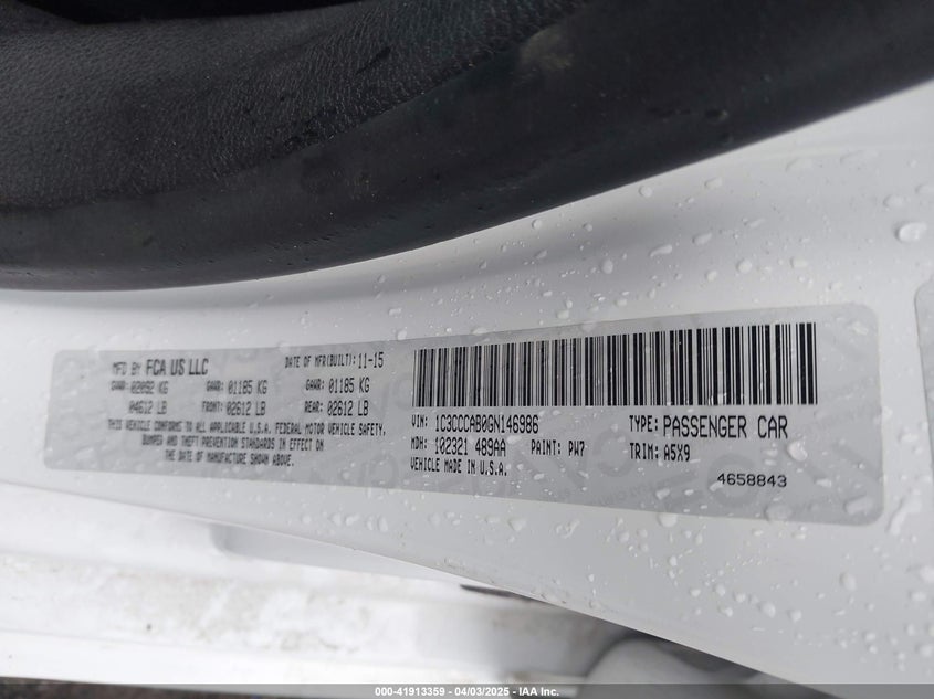 2016 CHRYSLER 200 LIMITED - 1C3CCCAB0GN146986