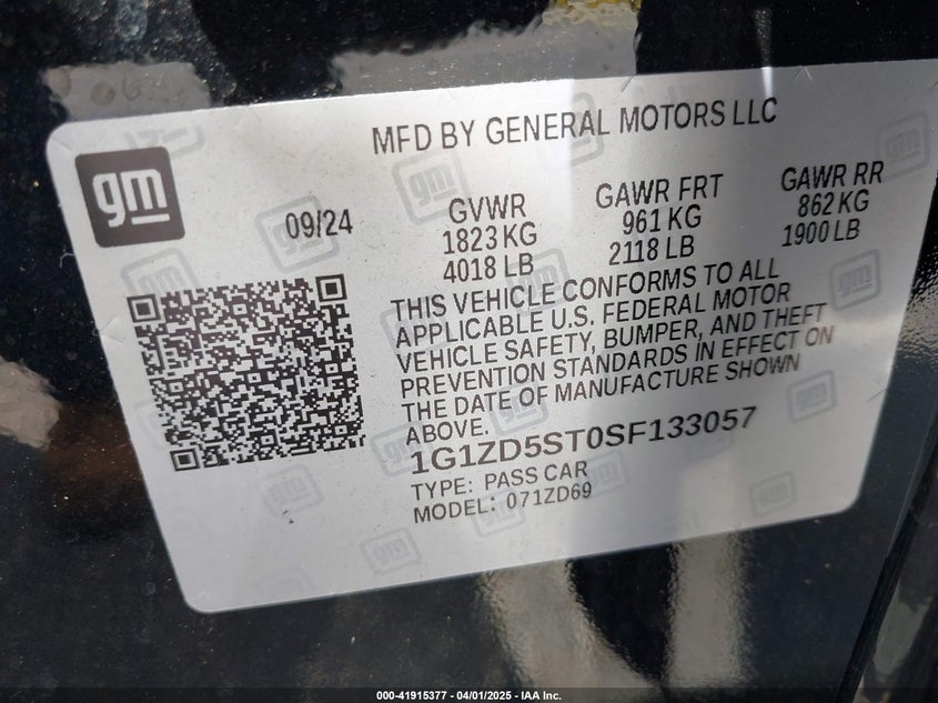 2025 CHEVROLET MALIBU LT - 1G1ZD5ST0SF133057