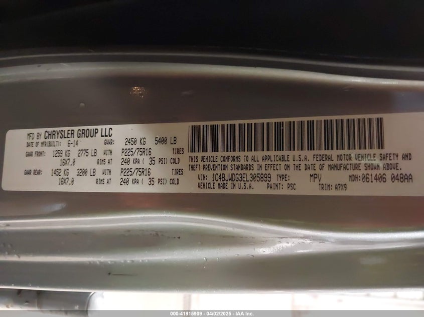 2014 JEEP WRANGLER UNLIMITED SPORT - 1C4BJWDG3EL305899