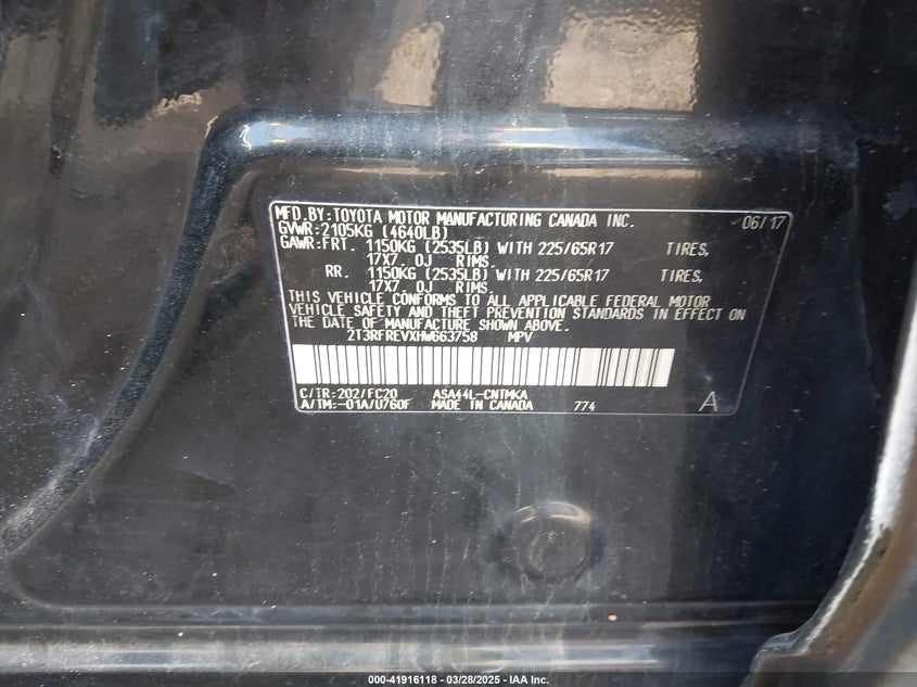 2017 TOYOTA RAV4 XLE - 2T3RFREVXHW663758