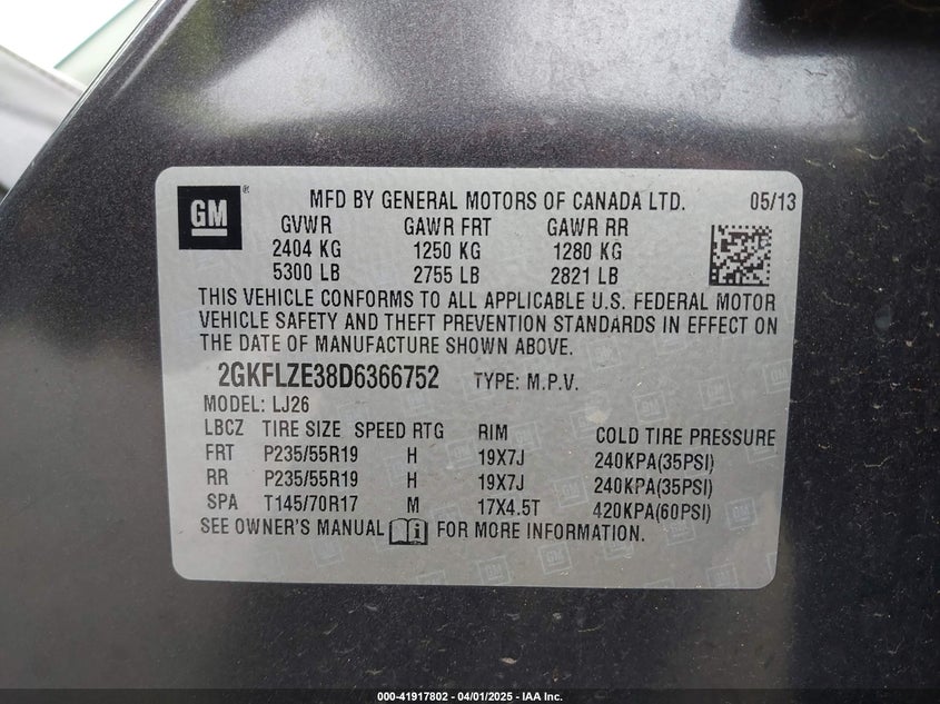 2013 GMC TERRAIN DENALI - 2GKFLZE38D6366752