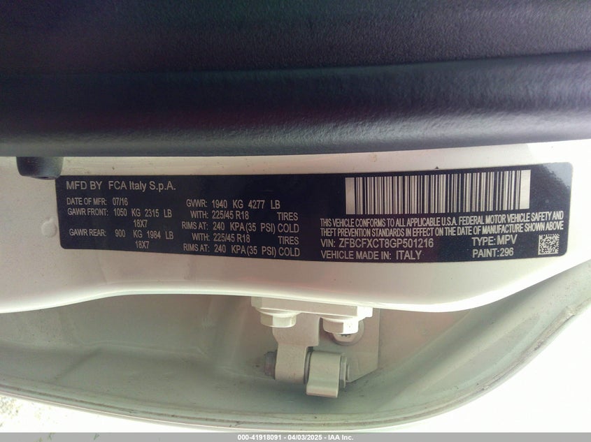 2016 FIAT 500X TREKKING - ZFBCFXCT8GP501216