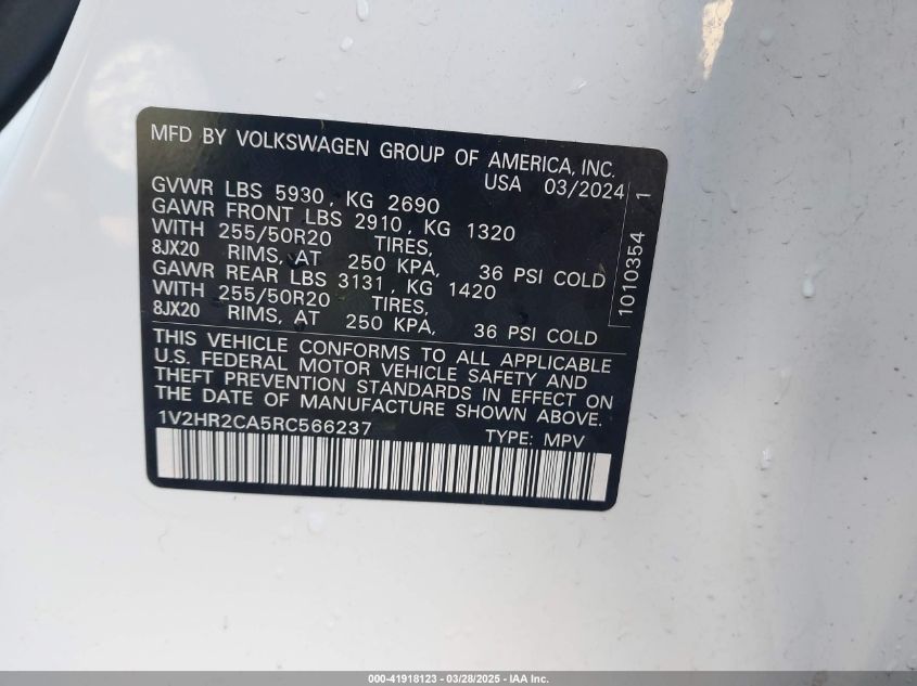 2024 Volkswagen Atlas - 1V2HR2CA5RC566237