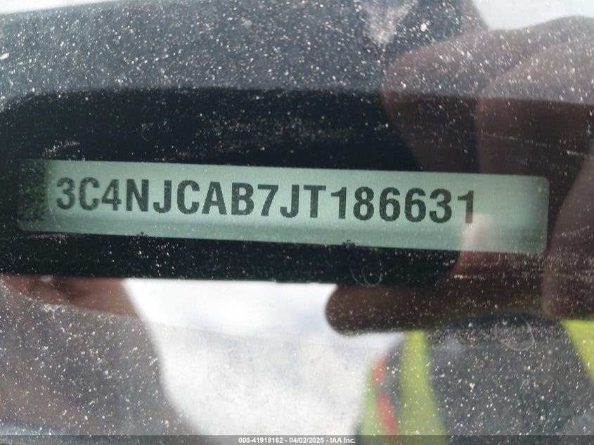 2018 Jeep Compass Sport Fwd VIN: 3C4NJCAB7JT186631 Lot: 41918162