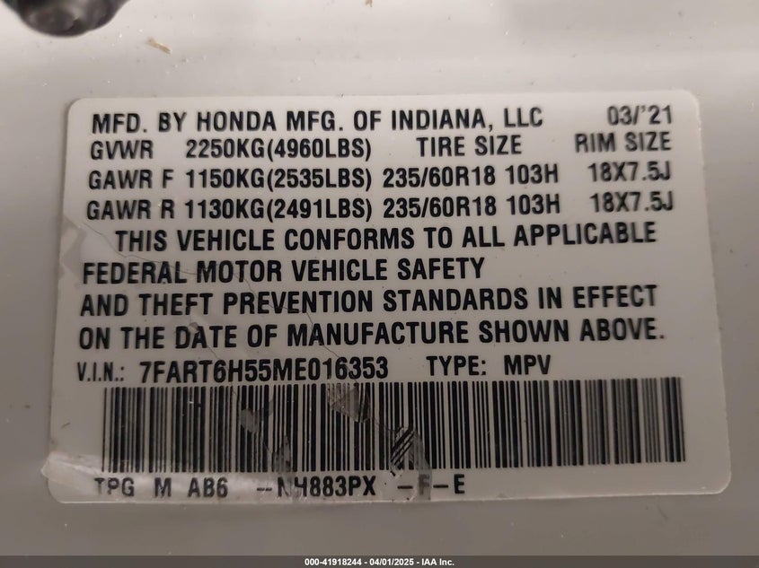 2021 HONDA CR-V HYBRID EX - 7FART6H55ME016353