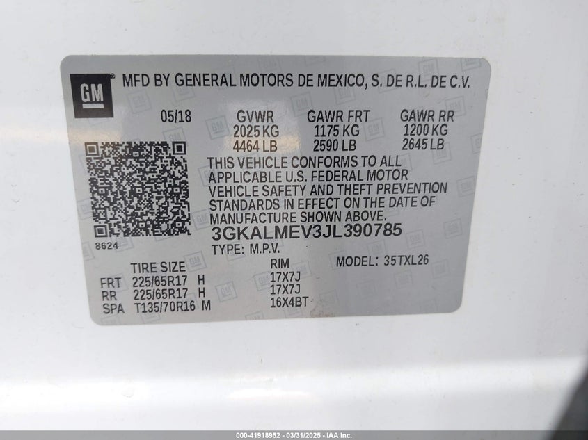 2018 GMC TERRAIN SLE - 3GKALMEV3JL390785