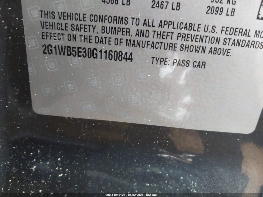 2016 CHEVROLET IMPALA LIMITED LT - 2G1WB5E30G1160844