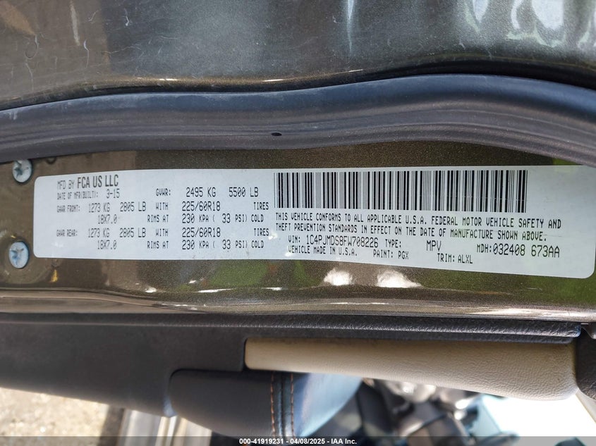 2015 JEEP CHEROKEE LIMITED - 1C4PJMDS8FW708226