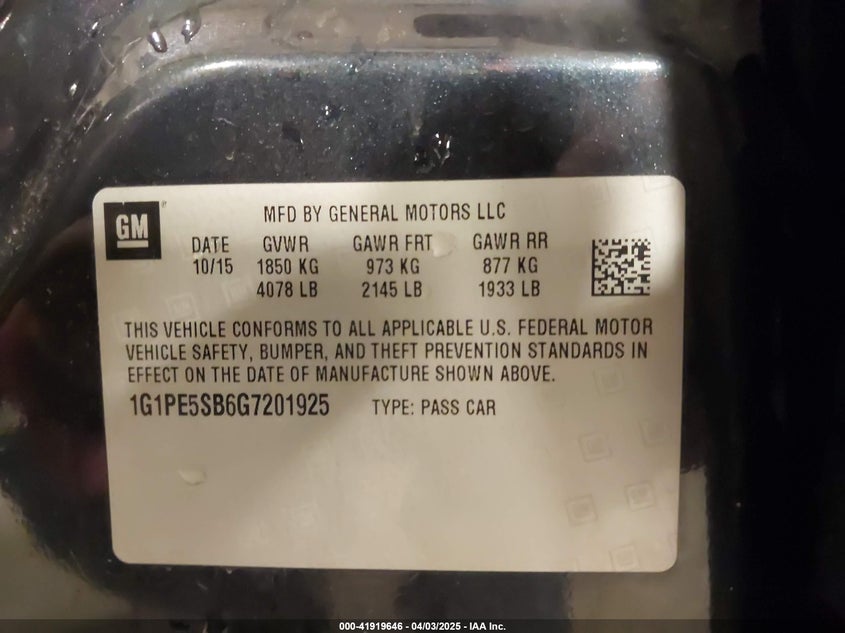 2016 CHEVROLET CRUZE LIMITED 1LT AUTO - 1G1PE5SB6G7201925