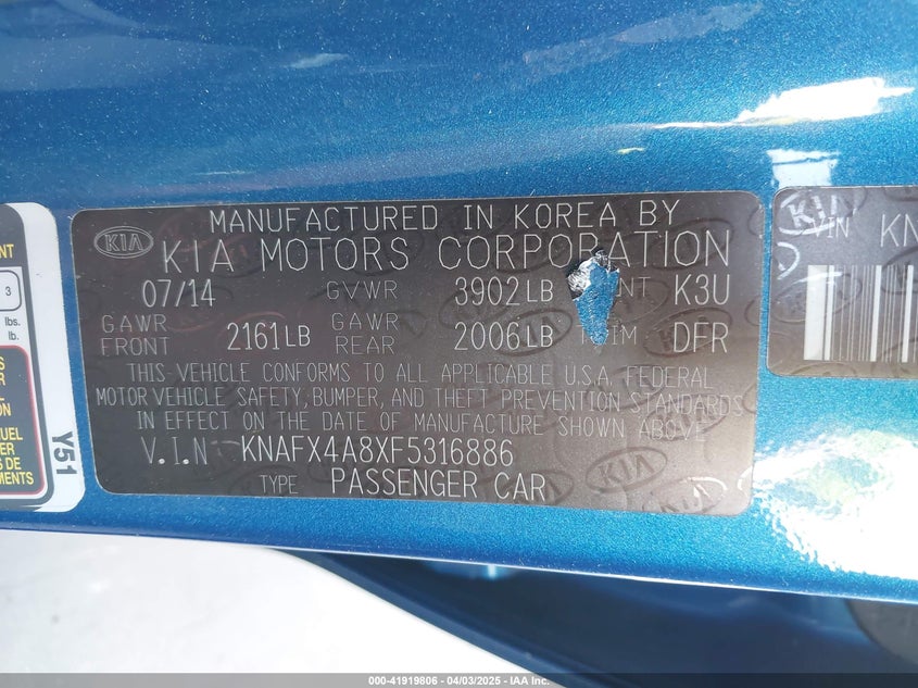 2015 KIA FORTE EX - KNAFX4A8XF5316886