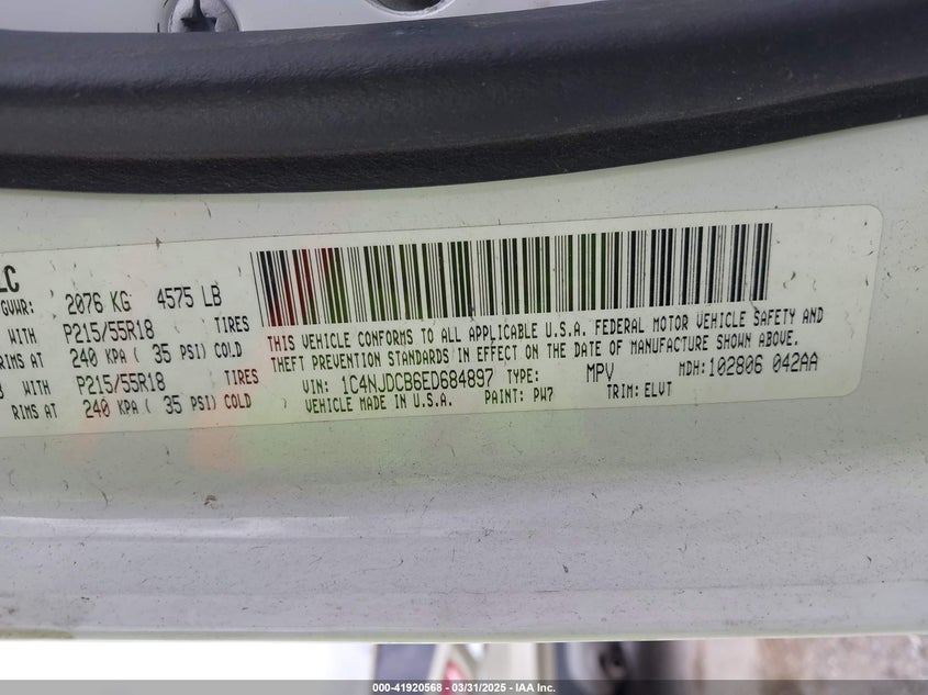 2014 JEEP COMPASS LIMITED - 1C4NJDCB6ED684897