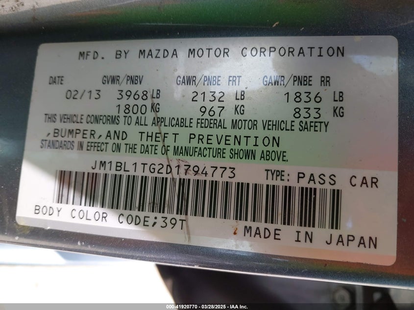 2013 MAZDA MAZDA3 I SV - JM1BL1TG2D1794773