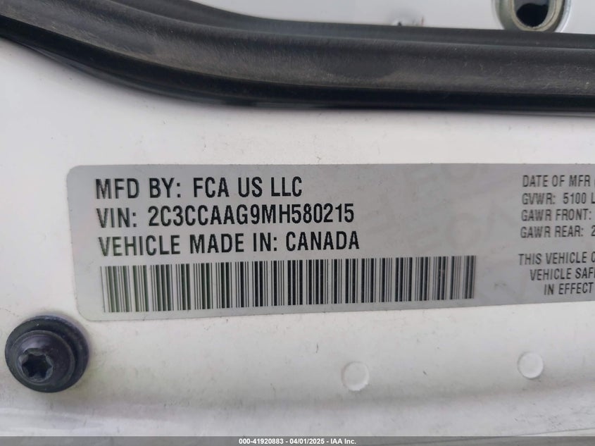 2021 Chrysler 300(VIN: 2C3CCAAG9MH580215