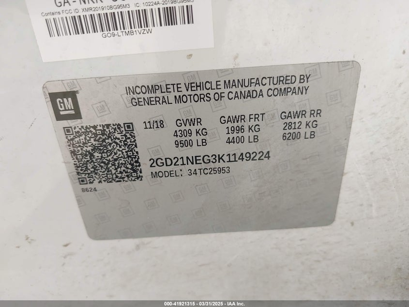 2019 GMC SIERRA 2500HD - 2GD21NEG3K1149224