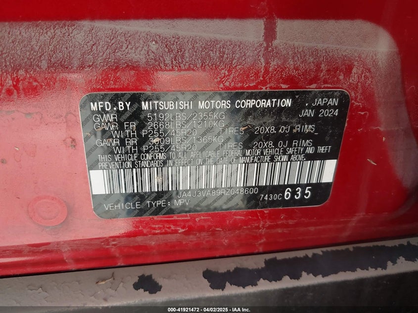 2024 MITSUBISHI OUTLANDER SE/BLACK EDITION - JA4J3VA89RZ048600