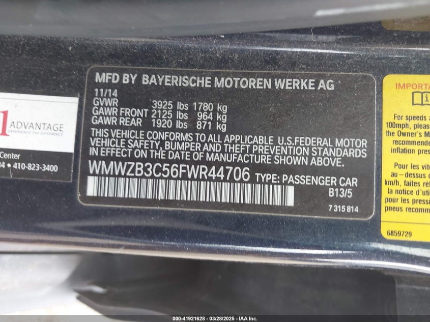 2015 MINI COUNTRYMAN COOPER - WMWZB3C56FWR44706