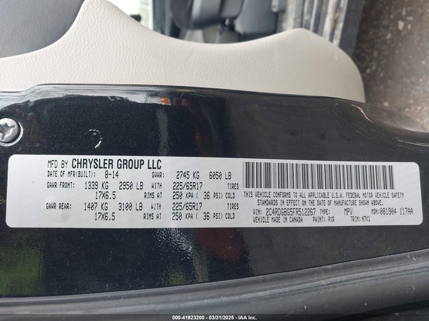 2015 DODGE GRAND CARAVAN SE - 2C4RDGBG5FR512267