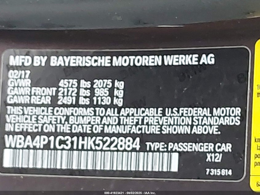 2017 BMW 440I - WBA4P1C31HK522884