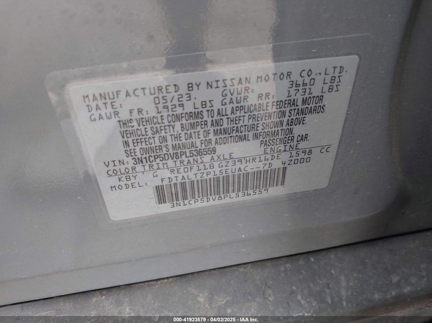 2023 NISSAN KICKS VIN: 3N1CP5DV8PL536559