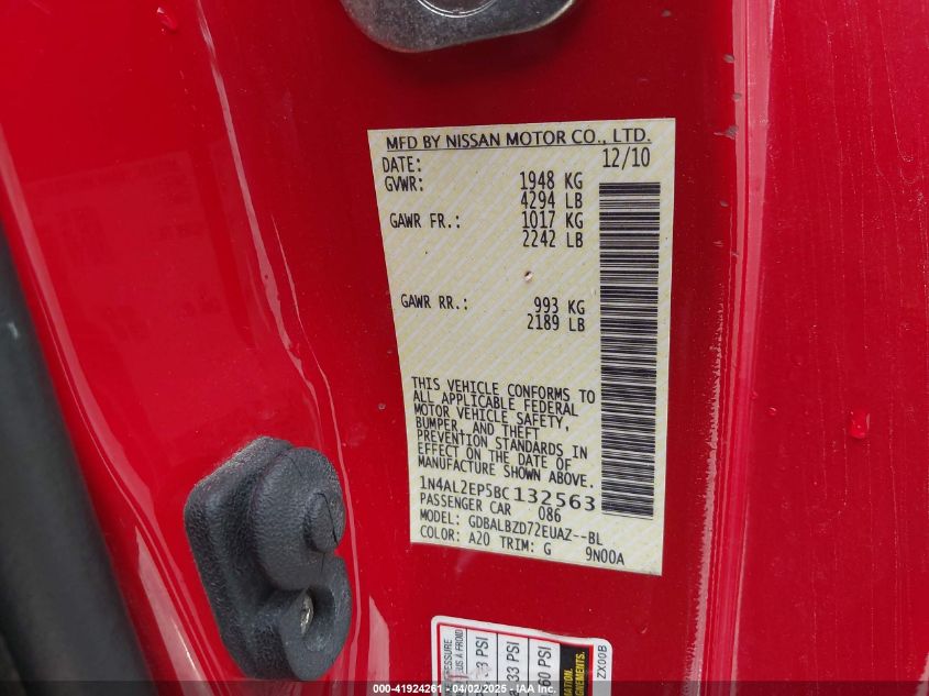 2011 Nissan Altima 2.5 S VIN: 1N4AL2EP5BC132563 Lot: 41924261