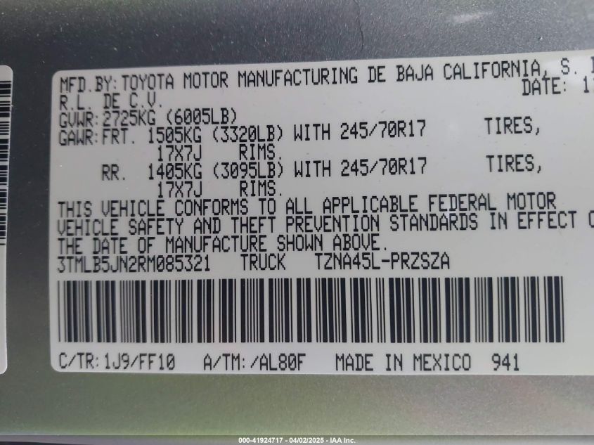 2024 Toyota Tacoma - 3TMLB5JN2RM085321