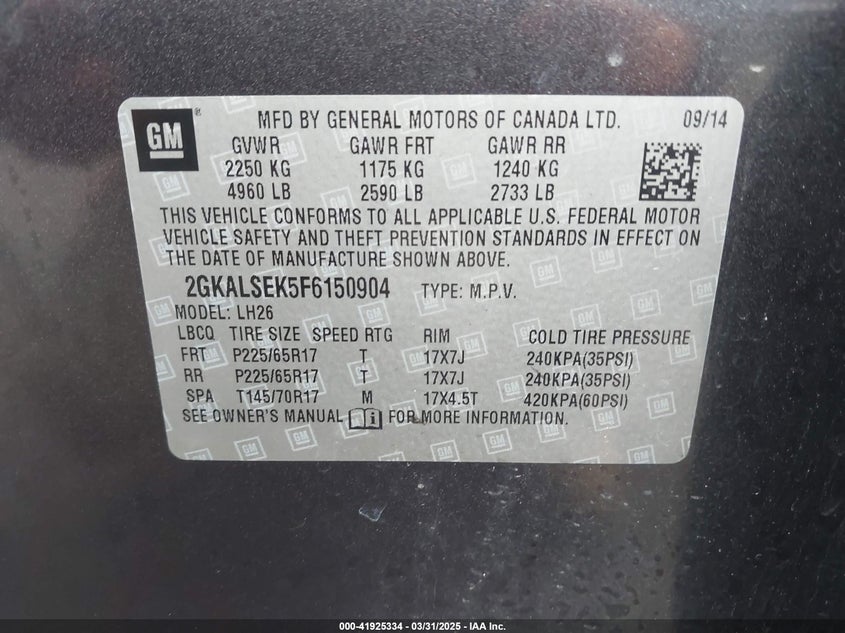 2015 GMC TERRAIN SLT-1 - 2GKALSEK5F6150904