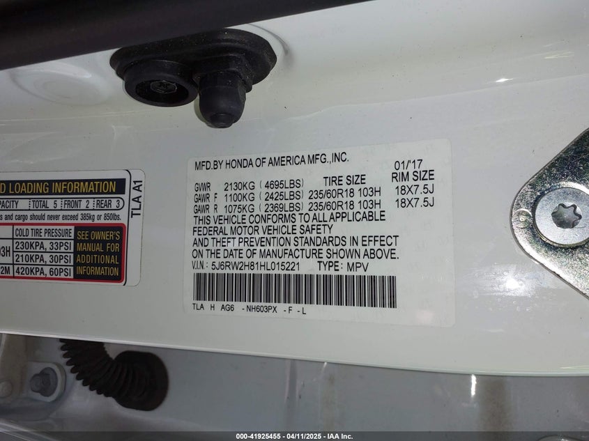 2017 HONDA CR-V EX-L/EX-L NAVI - 5J6RW2H81HL015221