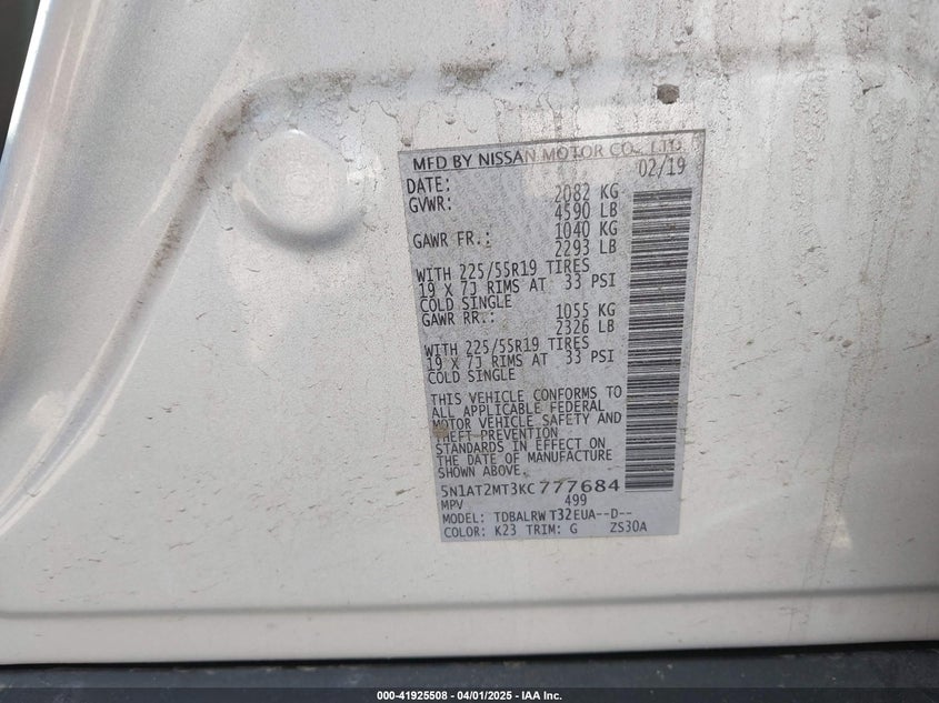 2019 NISSAN ROGUE SL - 5N1AT2MT3KC777684