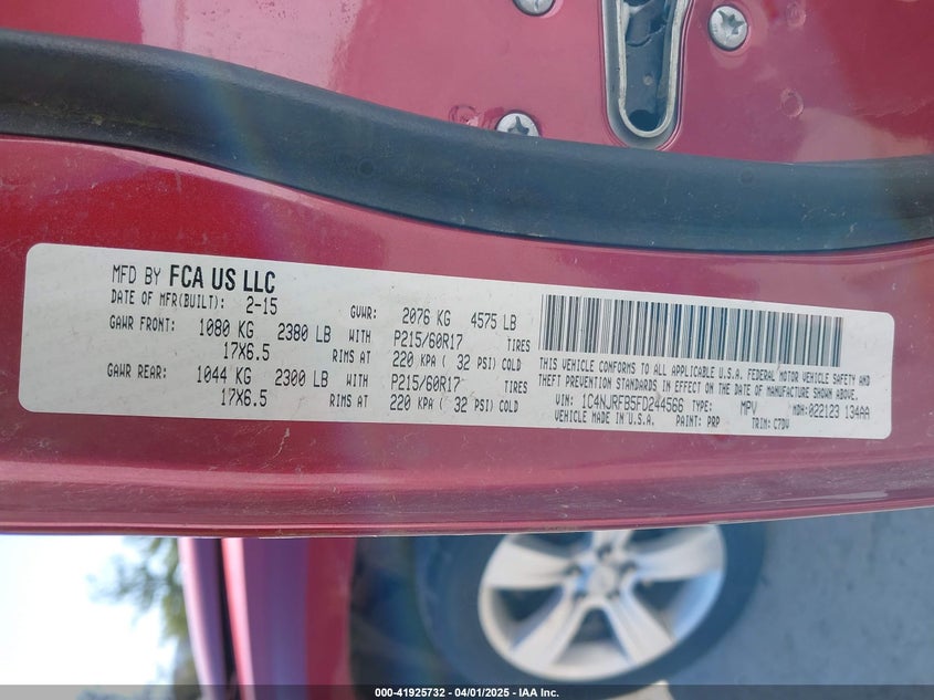 2015 JEEP PATRIOT LATITUDE - 1C4NJRFB5FD244566