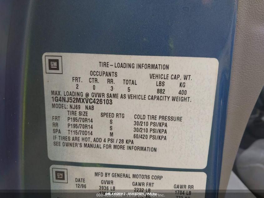 1997 Buick Skylark Custom Cmi VIN: 1G4NJ52MXVC426103 Lot: 41925912