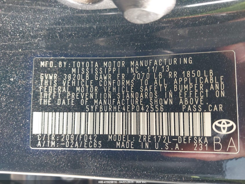 2008 SCION TC VIN: 5YFBURHE4EP042556