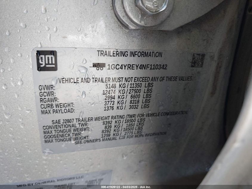 2022 Chevrolet Silverado 2500 - 1GC4YREY4NF110342