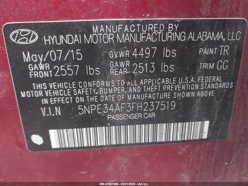 2015 HYUNDAI SONATA SPORT - 5NPE34AF3FH237519