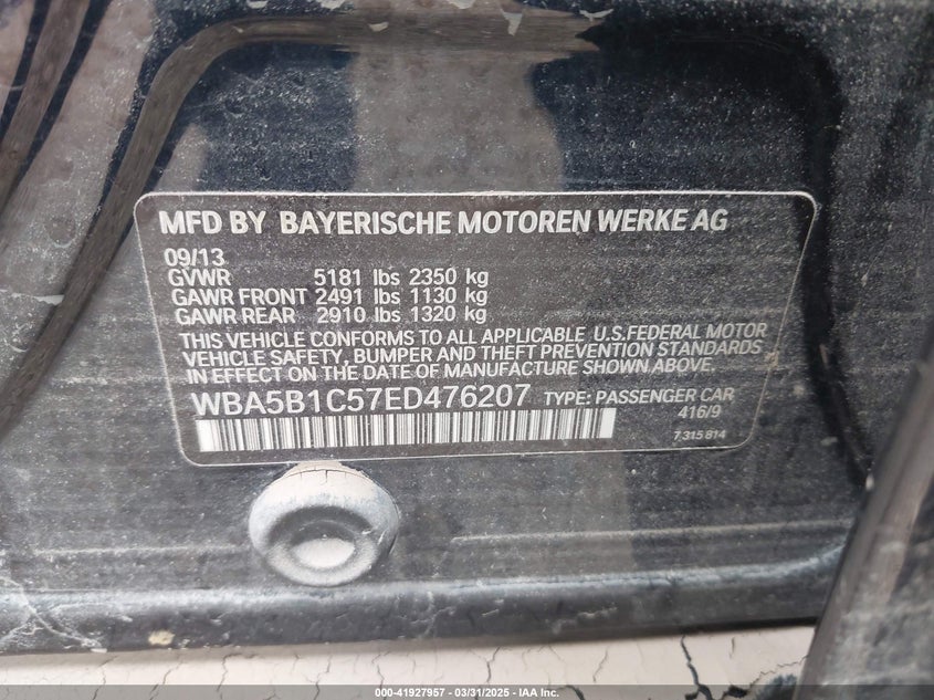 2014 BMW 535I - WBA5B1C57ED476207