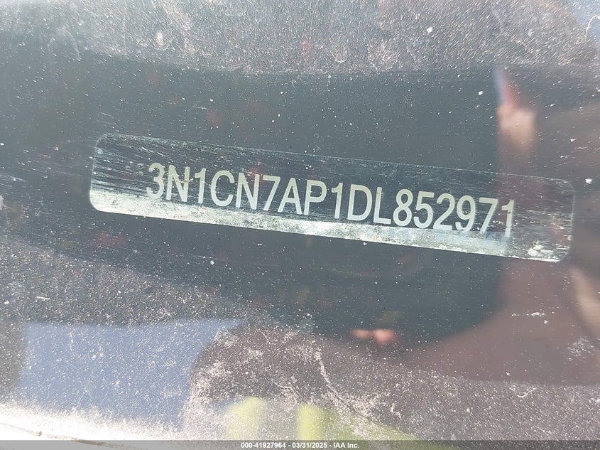 2013 NISSAN VERSA VIN: 3N1CN7AP1DL852971