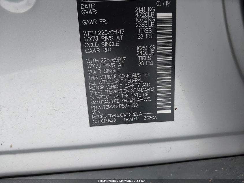 2019 NISSAN ROGUE SV - KNMAT2MV3KP537050