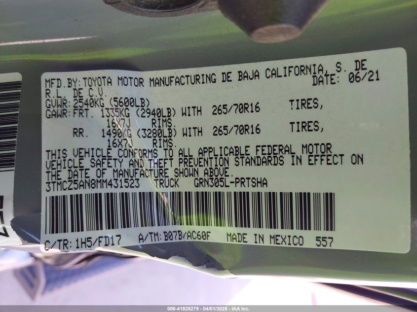 2021 TOYOTA TACOMA TRD OFF-ROAD - 3TMCZ5AN8MM431523