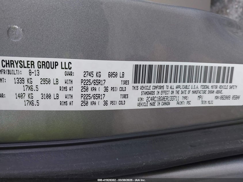 2014 CHRYSLER TOWN & COUNTRY TOURING - 2C4RC1BG0ER133711