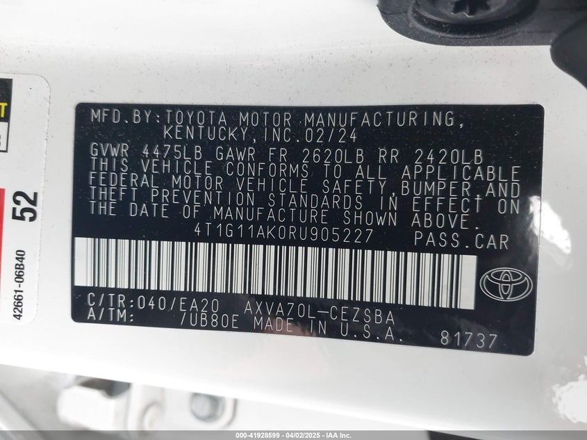 2024 TOYOTA CAMRY SE NIGHT SHADE/SE - 4T1G11AK0RU905227