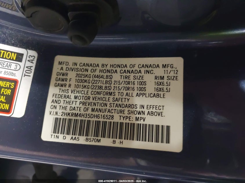 2013 HONDA CR-V LX - 2HKRM4H35DH616528