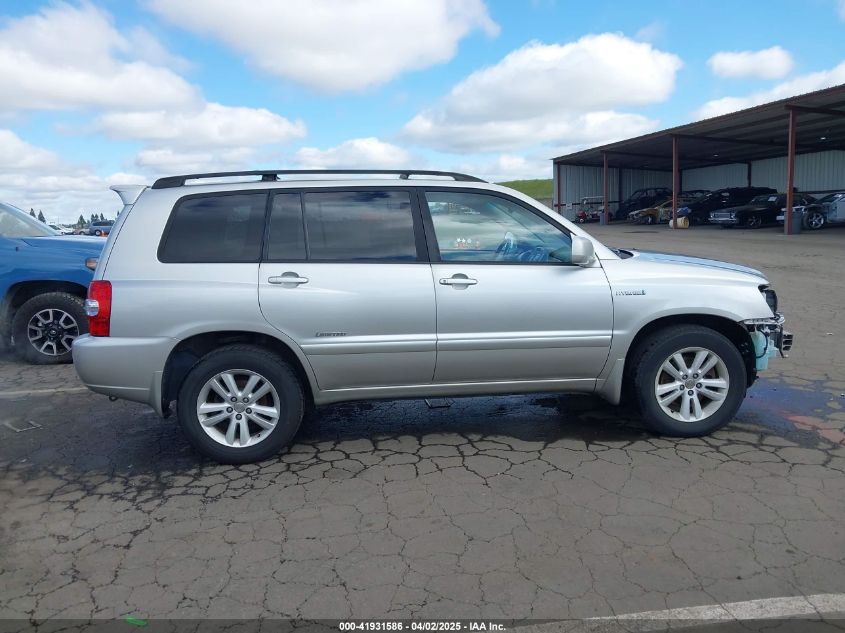 2006 Toyota Highlander Hybrid Limited V6 VIN: JTEEW21A760033797 Lot: 41931586