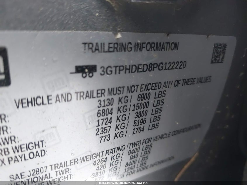 2023 GMC SIERRA VIN: 3GTPHDED8PG122220