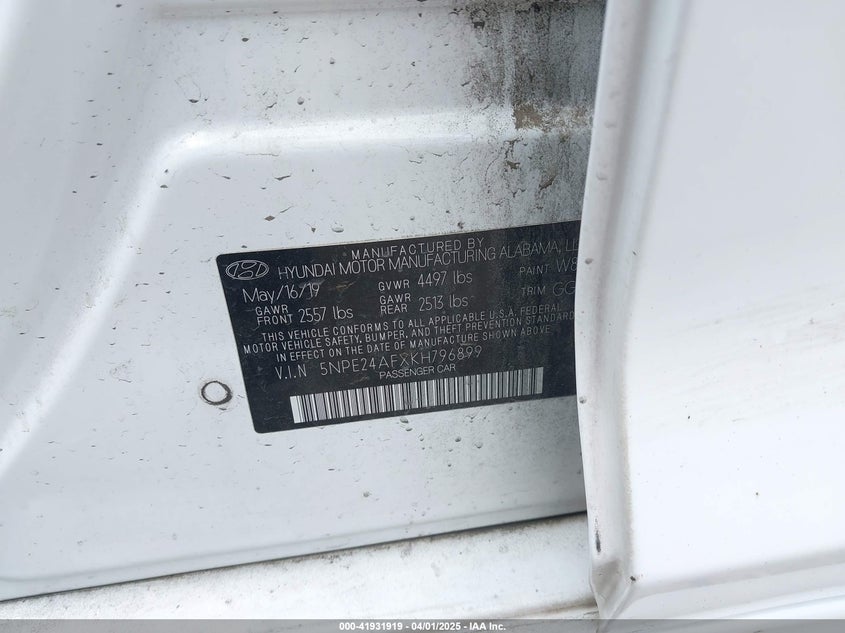 2019 HYUNDAI SONATA SE - 5NPE24AFXKH796899
